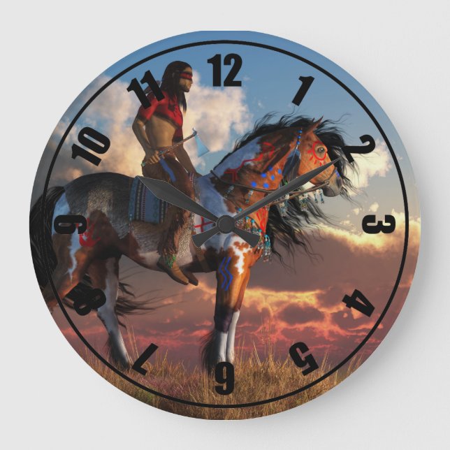 Reloj Redondo Grande Guerrero y caballo de guerra (Anverso)