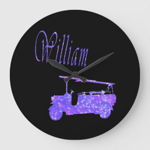 Reloj Redondo Grande Guillermo de la espuma azul, nombre, logotipo, 