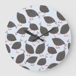 Reloj Redondo Grande Guinea Fowl Blue Pattern