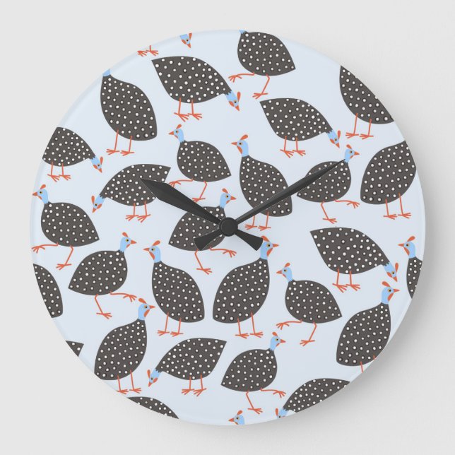 Reloj Redondo Grande Guinea Fowl Blue Pattern (Anverso)