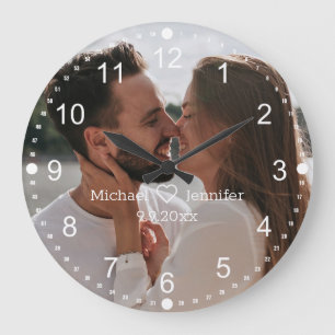 Reloj Redondo Grande guión clásico foto del día de la boda durante todo