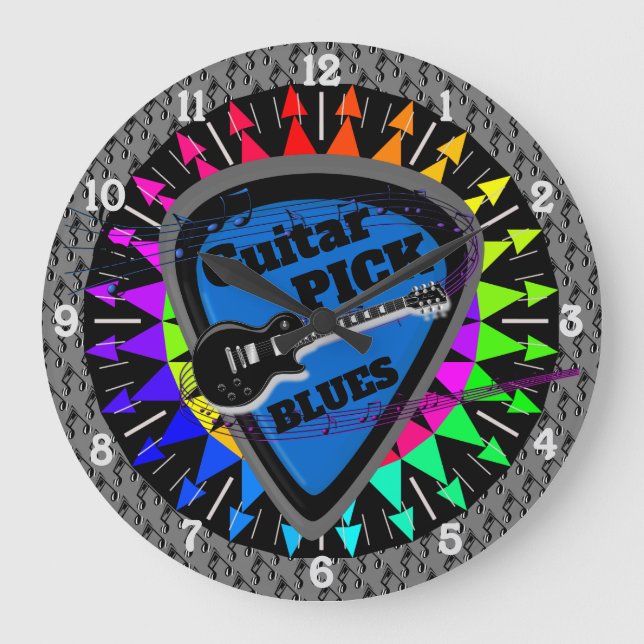 Reloj Redondo Grande Guitar Pick Blues Music Wall Clock