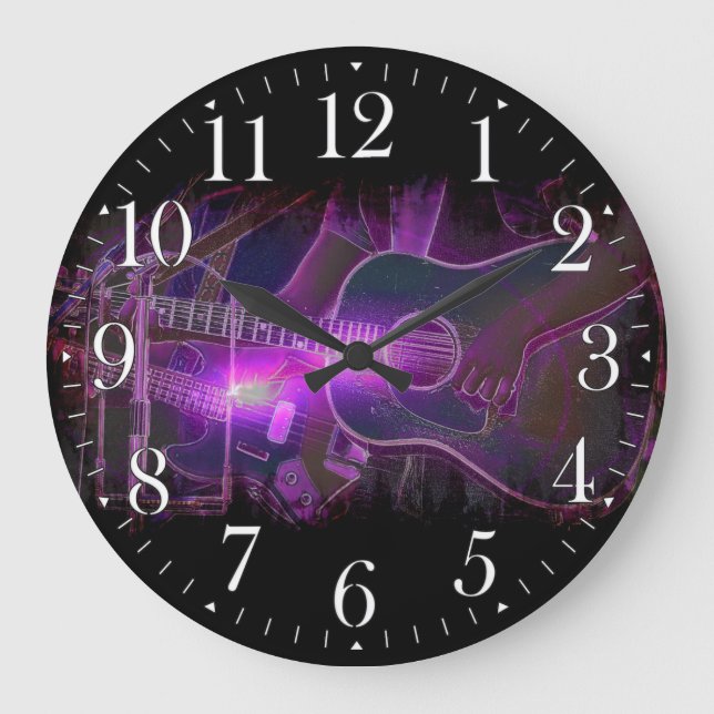 Reloj Redondo Grande Guitar Player Music-lovers Wall Clock (Anverso)
