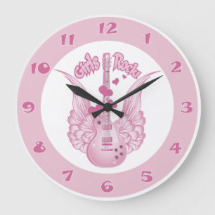 Reloj Redondo Grande Guitarra coa alas femenina