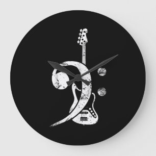 Reloj Redondo Grande Guitarra Lover  Bass Clef Bass Guitar
