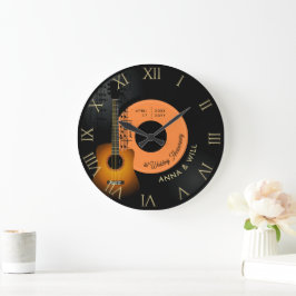 Reloj Redondo Grande Guitarra musical moderna Vinyl Primer Aniversario 