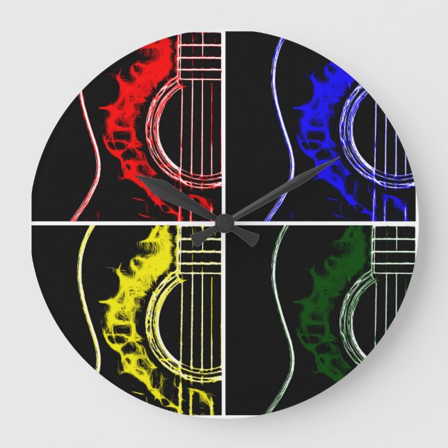 Reloj Redondo Grande Guitarras del arte pop (Anverso)