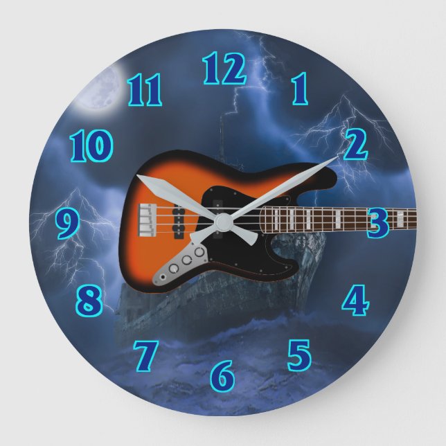 Reloj Redondo Grande Guitarrista bajo (Anverso)