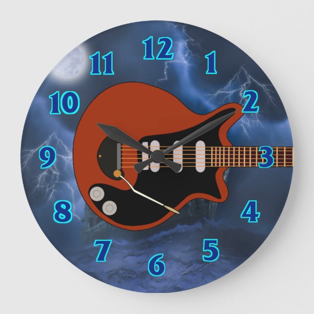Reloj Redondo Grande Guitarrista eléctrico (Anverso)
