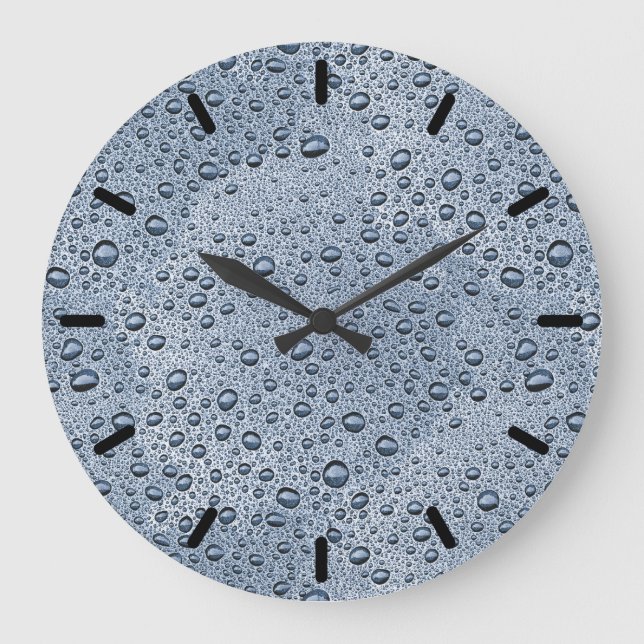 Reloj Redondo Grande Gunmetal grey water droplets (Anverso)