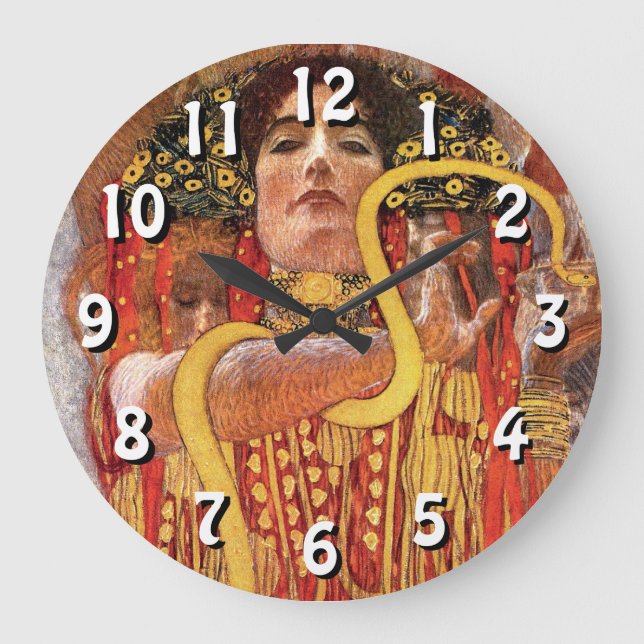 Reloj Redondo Grande Gustav Klimt - Diosa de Salud de la Medicina de Hy (Anverso)