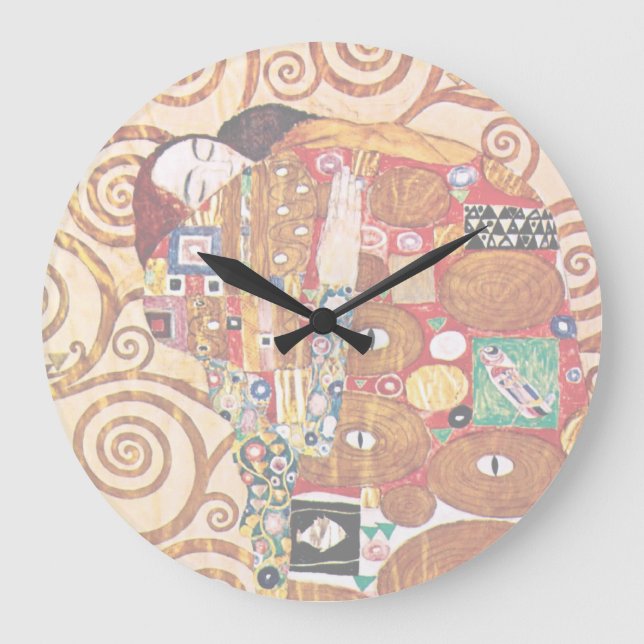 Reloj Redondo Grande Gustav Klimt - El abrazo - Pintura Bella Artes (Anverso)