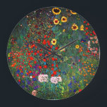 Reloj Redondo Grande Gustav Klimt Flower Garden<br><div class="desc">Reloj con el jardín de la granja de pintura al óleo de Gustav Klimt con girasoles (1907). Un bonito jardín de girasoles y exquisitos flores azules,  rojas,  violetas,  rosas y blancas. Un gran regalo para los amantes del arte Art Nouveau y austriaco.</div>