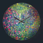 Reloj Redondo Grande Gustav Klimt Italian Garden<br><div class="desc">Reloj con el paisaje del jardín italiano de Gustav Klimt (1913). Un hermoso jardín de flores de colores: rojo,  blanco,  rosa,  morado. Un gran regalo para los amantes del arte Art Nouveau y austriaco.</div>