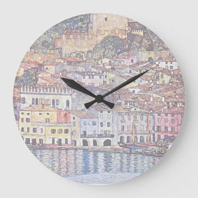 Reloj Redondo Grande Gustav Klimt - Malcesine en el lago Garda Italia (Anverso)