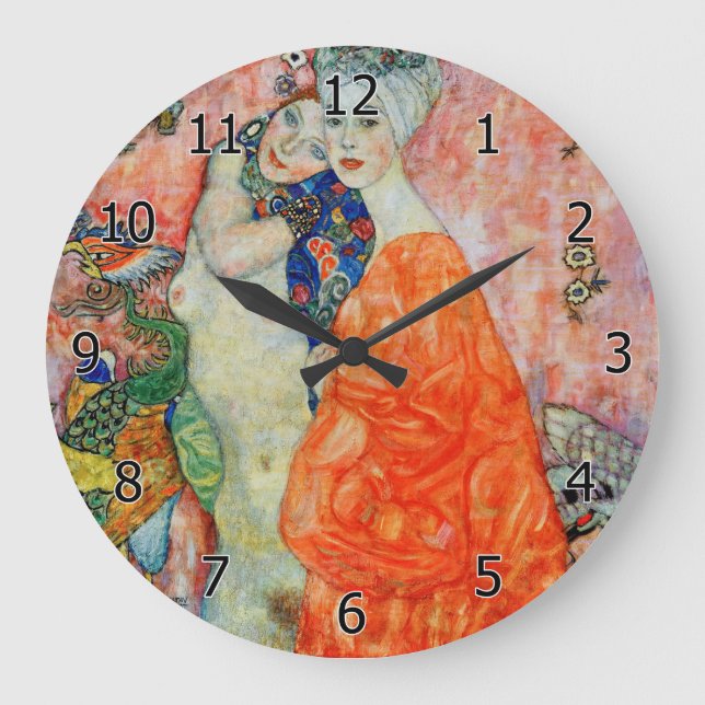Reloj Redondo Grande Gustav Klimt - Mujeres amigas (Anverso)