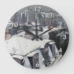Reloj Redondo Grande Gustave Caillebotte - Tejados bajo la Nieve