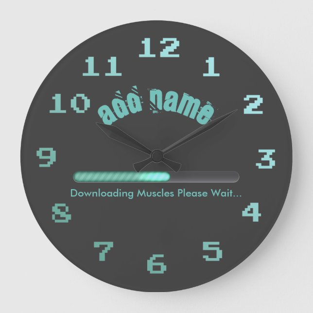 Reloj Redondo Grande Gym Bodybuilder Loading Muscles Personalized (Anverso)