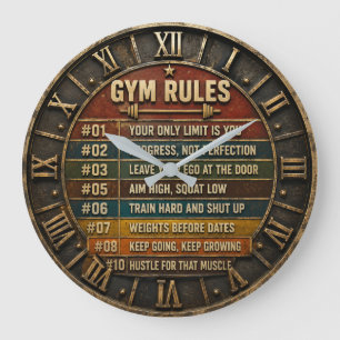 Reloj Redondo Grande Gym Rules Home Gym Fitness Motivation Gift