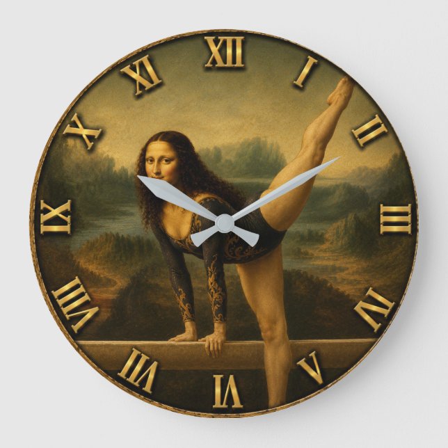 Reloj Redondo Grande Gymnast Funny Mona Lisa  (Anverso)