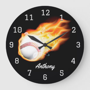 Reloj Redondo Grande Habitación de niño personalizada de béisbol