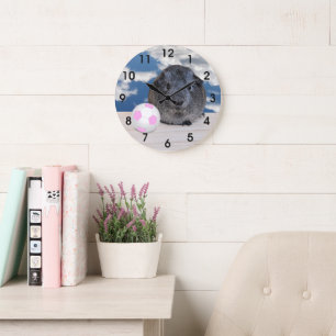 Reloj Redondo Grande Habitación infantil con una pelota de fútbol rosa