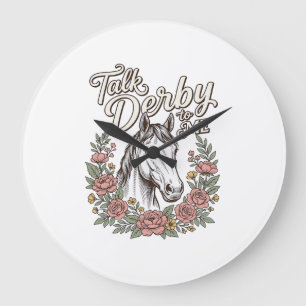 Reloj Redondo Grande Habla Derby Conmigo Camiseta Floral Caballo Vintag