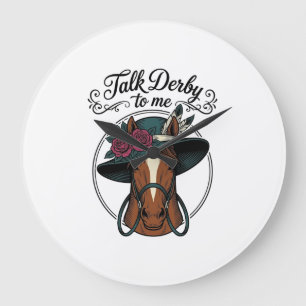 Reloj Redondo Grande Habla Derby Conmigo Diseño de Sombrero de Caballo