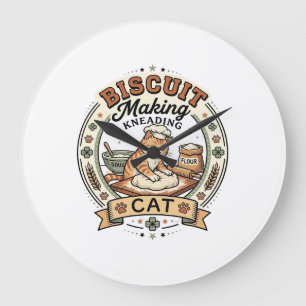 Reloj Redondo Grande Hacer galletas amasando gato Hacer galletas amasan