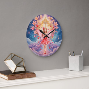 Reloj Redondo Grande Hada Cute del Día de San Valentín – Corazón de los