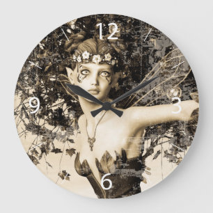 Reloj Redondo Grande Hada de primavera Bosque Antiguo Foto Arte Fantasí