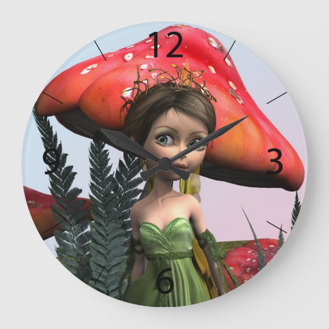 Reloj Redondo Grande Hada en el bosque (Anverso)