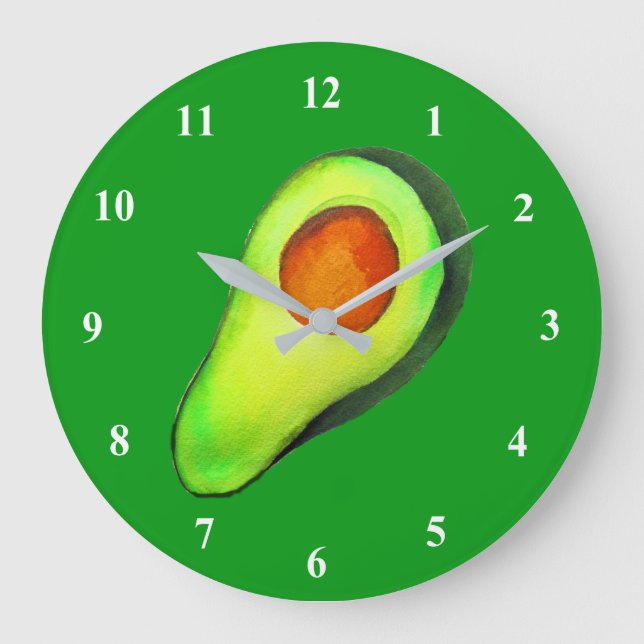 Reloj Redondo Grande Hadicto al aguacate arte lindo verde (Anverso)