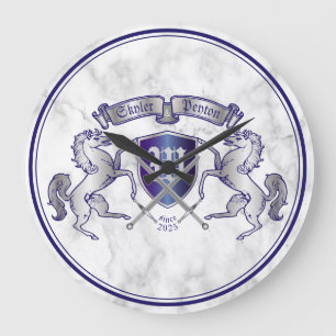 Reloj Redondo Grande Haga su propio escudo del caballo de la plata del