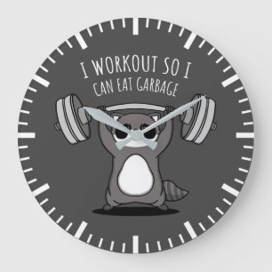 Reloj Redondo Grande Hago Trabajo Para Comer Basura - Gracioso Raccoon
