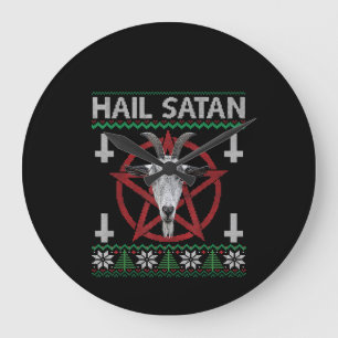 Reloj Redondo Grande Hail Satan Cabeza de cabra Pentagram Funny Satanic