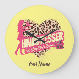 Reloj Redondo Grande Hairdresser Leopard Hair Hustler Hairstylist