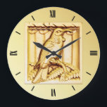 Reloj Redondo Grande Halcón de piedra tallada Art Deco - oro<br><div class="desc">Un detalle arquitectónico Art Déco de piedra tallada,  representado en un acabado metálico de oro</div>