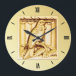 Reloj Redondo Grande Halcón de piedra tallada Art Deco - oro<br><div class="desc">Un detalle arquitectónico Art Déco de piedra tallada,  representado en un acabado metálico de oro</div>