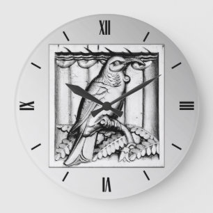 Reloj Redondo Grande Halcón de piedra tallado art déco - plata