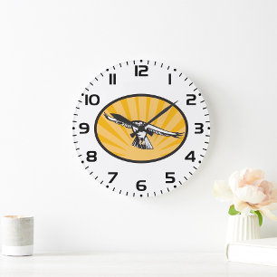 Reloj Redondo Grande Halcon Imponente Ave de Presa Audaz