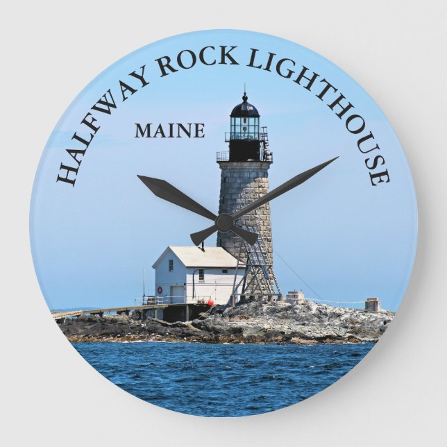 Reloj Redondo Grande Halfway Rock Lighthouse, Maine Round Wall Clock (Anverso)