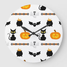 Reloj Redondo Grande Halloween and cat-themed wall clock.