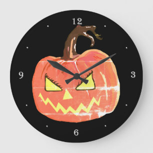 Reloj Redondo Grande Halloween Art Scary Pumpkin  Wall Clock