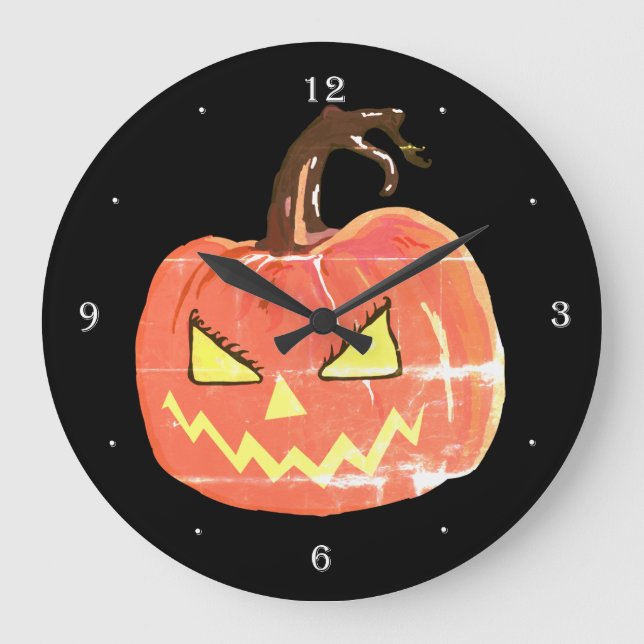 Reloj Redondo Grande Halloween Art Scary Pumpkin  Wall Clock (Anverso)