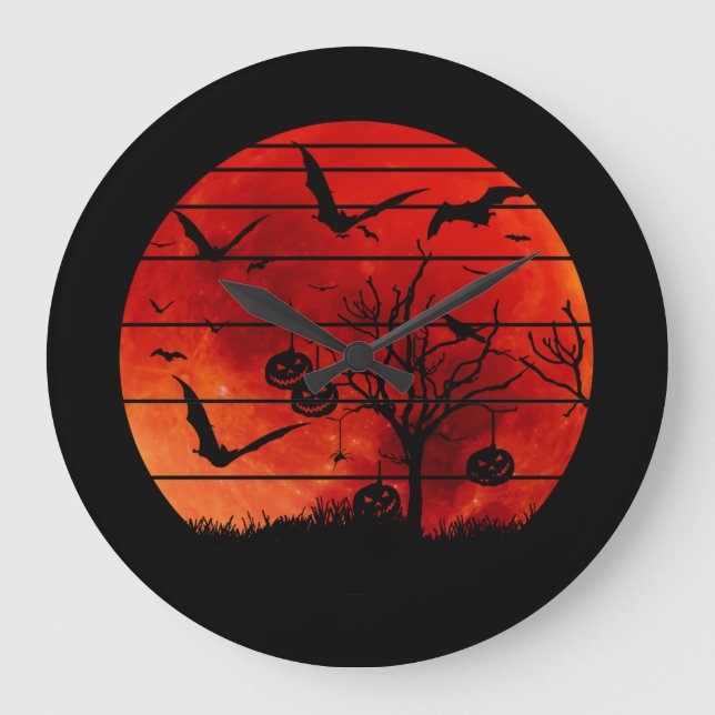 RELOJ REDONDO GRANDE HALLOWEEN BATS AND TREES (Anverso)