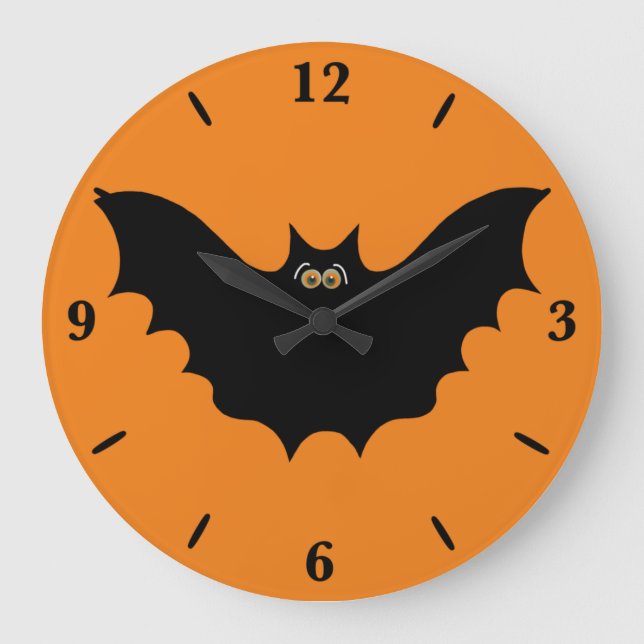 Reloj Redondo Grande Halloween Black Bat Large Round Wall Clock  (Anverso)