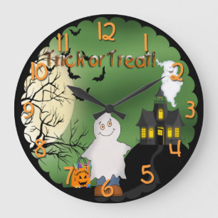 Reloj Redondo Grande Halloween Boy Ghost Round Wall Clock