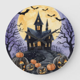 Reloj Redondo Grande Halloween,Casa Embrujada, Calabazas Espeluznantes,
