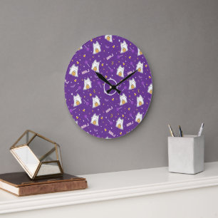 Reloj Redondo Grande Halloween Cat Ghost Large Clock